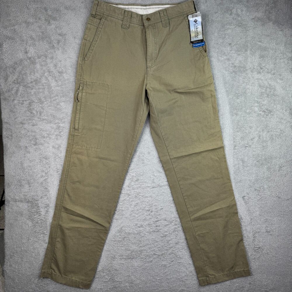 Columbia Cargo Pants Men 30 Dark Khaki Cotton Workwear Utility Pocket Flat Front